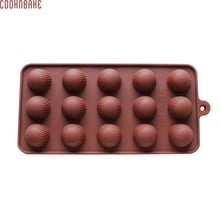 Forma de silicone redonda para chocolate, utensílio de confeitaria diy com 15 buracos estável para gelatina e pudim 2024 - compre barato