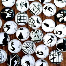 ZEROUP 25mm round glass cabochon cat and bird pictures mixed pattern fit cameo base setting flat back jewelry 20pcs/lot 2024 - buy cheap