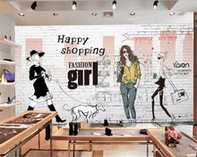 Papel de pared de beibehang para paredes 3 d personalidad pared de ladrillo pintado a mano tienda de ropa de belleza mural pared de fondo 2024 - compra barato