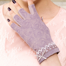 REALBY Cotton Womens Fingerless Gloves Summer Sunscreen Gloves Female Ultraviolet Half-Finger Driving Gloves Luvas gants femme 2024 - buy cheap