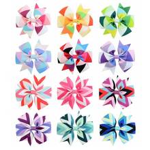 10Pcs/Lot New Fashion Handmade Boutique Multi - color geometric design Hair Bow Alligator Clip Pet Dog Hair Accessories 2024 - buy cheap