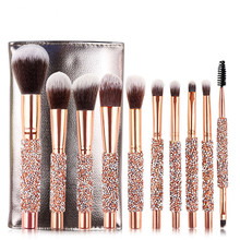 Makeup Brushes Set 10pcs Diamond Handle Crystal Makeup Brush for Face and Eyes Professional Foundation Eyeshadow Cosmetic Tools 2024 - buy cheap