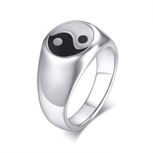 7 to 12 size Tai chi Yin Yang Gossip Ring Male Stainless Steel Epoxy Punk Rings For Men Women Finger Enamel Statement Jewelry 2024 - buy cheap