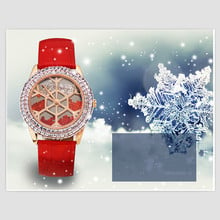 Melissa Lovely Snowflake Watches for Women Luxury Rhinestone Dress Wristwatch Moving Crystal Sands Leather Watch Xmas Gift Reloj 2024 - buy cheap