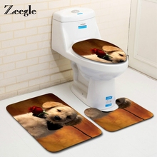 Zeegle-tapete alfombra para baño, conjunto de diseño de perro, alfombras de inodoro antideslizantes, alfombrillas de suelo de baño absorbentes, conjuntos de alfombrilla de baño, 3 uds. 2024 - compra barato