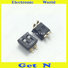 50pcs    Codeing Switch 2.54MM Pitch DIP Switches 2 Positions 4 Pins SMD Black 2024 - buy cheap