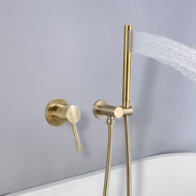 Black In-wall Simple Shower System Brushed Champagne Gold Hot and Cold Faucet Bath Shower Set Brass Bathroom Hardware Pendant 2024 - buy cheap