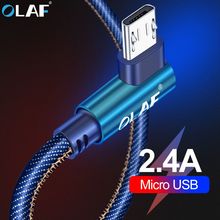 La OLAF 90 Grado 1m 2m Micro usb cable 2.4A de carga rápida Cable de datos USB para Samsung S7 Xiaomi redmi note 5 4x LGV10 microusb cable 2024 - compra barato