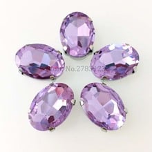 Crystal violet Oval Sew On Rhinestone,High quality crystal glass Silver bottom claw rhinestone,DIY apparel accessories 2024 - buy cheap