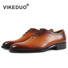 VIKEDUO 2020 New Brand Men Oxford Shoes Genuine Leather Male Shoe Handmade Footwear Wedding Office Formal Patina Zapatos Hombre 2024 - buy cheap