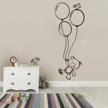 Lovely Bear With Balloon Bird Wall Sticker Kids Room Nursery Cartoon Cute Bear Animal Balloon Wall Decal Bedroom Vinyl Decor 2024 - buy cheap