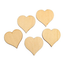 Adornos artesanales de madera con forma de corazón Natural, recorte de madera MDF con parte trasera plana para álbum de recortes, bricolaje, decoración de boda, 50 Uds. 2024 - compra barato