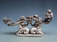 Elaborado clássico chinês antigo estátua fengshui de cobre branco-elefantes e peixe dourado ruyi 2024 - compre barato