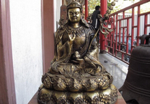 USPS to USA S1065 16 Tibet Buddhism Copper Bronze Gild lotus flower master Padmasambhava Buddha 2024 - buy cheap