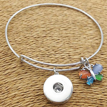 Wholesale  crystal Clover AA  Expandable adjustable Wire SNAP BUTTON Bracelets Bangles With Charms AA2117 2024 - buy cheap