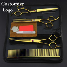 Kit profesional de tijeras doradas personalizadas para peluquería, para mascotas, 7 pulgadas, para peluquería 2024 - compra barato