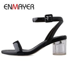 ENMAYER/модные женские туфли-лодочки на PU женские Модные Летние босоножки; Zapatos De Mujer; Базовая модель; На каждый день; Однотонные женские босоножки летние 2019 размер 34-39 LY1521 2024 - купить недорого