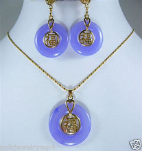 Free shipping Jewelry Purple Circle  Lucky/Long Earring Pendant Set AAA style 100% Natural fine stone Noble 2024 - buy cheap