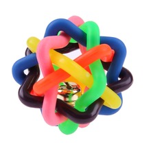 Colorful Rubber Dog Toys Pet Dog Cat Toy Round Woven Ball with Small Bell Toys For Dog Cat Kitten Interactive Peoducts 2024 - buy cheap