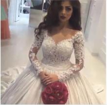 Vestido de Noiva 2020 luxury ball gown long sleeve lace Wedding Dresses sexy Bridal Dress long train wedding gown Robe De Mariee 2024 - buy cheap