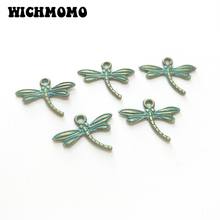 2021 Fashion 50pcs18*15MM Retro Patina Plated Zinc Alloy Green Dragonfly Charms for DIY Jewelry Accessories 2024 - buy cheap