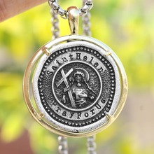 Colar de saint elena medalhão católico, padronizador separado com mãe única, joia de presente 2024 - compre barato