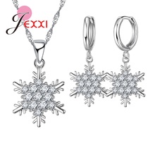 Elegante conjunto de joyería elegante collar pendientes hexágono copo de nieve modelado Plata de Ley 925 para fiesta de niña 2024 - compra barato