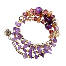 Femmes Crystal DIY Beads Bracelets & Bangles 2017 Fashion Gold Elastic Bracelets for Women Girls Multilayer Pulseira Jewelry 2024 - buy cheap