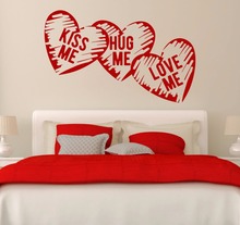 Love Hearts Kiss Me Hug Me Love Me Marriage Room Bedroom Living Decal Removable Vinyl Art Wall Sticker Autocollant Mural B115 2024 - buy cheap