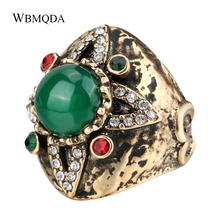 Wbmqda Vintage Antique Ring For Women Gold Color Green Crystal Unique Punk Rings Christmas Gift Fashion Turkey Jewelry 2024 - buy cheap