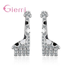 Newest Giraffe Animal Charms Earrings for Women Original 925 Sterling Silver Zircon Pierced Stud Brinco Pendientes for Girls 2024 - buy cheap