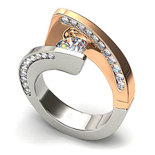 Vintage estilo único cristal blanco circón plata oro Color anillo de boda promesa anillos de compromiso para mujeres anillo de circón 2024 - compra barato