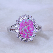 Love Monologue Exquisite Pink Fire Opal and Cubic Zirconia Ring for Women Silver Color J0530 Size 7/8/9 2024 - buy cheap