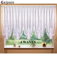 Enipate White Lace Blinds Pleated Design Stitching Curtains for Living Room Bedroom Short Tulle Kitchen Window Valance Curtain 2024 - buy cheap