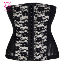 Black Floral Lace Sexy Underbust Corset Waist Shaping Steel Boned Waist Cincher Corsets And Bustiers Women Slimming Body Shaper 2024 - buy cheap