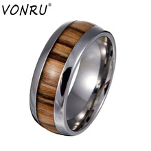 Vintage Wood Grain Design Male Ring Never Fade Stainless Steel Rings for Men Women Wedding Rings Fashion Jewelry Party Gifts 2024 - buy cheap