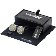 MeMolissa Display Box Cufflinks Vintage Pattern Silvery Brown Enamel Crystal Cufflinks Free Tag & Wipe Cloth 2024 - buy cheap