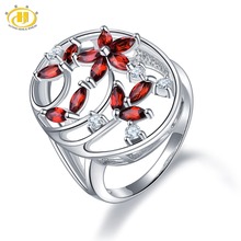 Hutang Natural Garnet Engagement Ring Gemstone Topaz Solid 925 Sterling Silver Rings Fine Elegant Jewelry for Women Gift New 2024 - купить недорого
