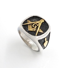 Anel masculino prateado cor dourada livre maçonaria anel masculino anel de aço inoxidável 316l 2024 - compre barato