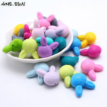 MHS.SUN 40pcs/lot Rabbit Baby Silicone Beads Animal Teething Chewing Beads For Necklaces BPA Free Teether DIY Infant Holder Toy 2024 - buy cheap