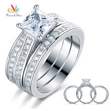 Peacock Star 1.5 Ct Princess Cut Solid 925 Sterling Silver 3-Pcs Engagement Bridal Ring Set Jewelry CFR8197 2024 - buy cheap