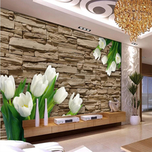 Beibehang Personalizado 3d papel de parede mural home decor sala quarto foto tulip alce 3D pintura TV fundo da parede de tijolo 2024 - compre barato