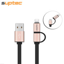 SUPTEC 2 in 1 USB Cable for iPhone X 8 7 6 6S Plus SE 5S 5 Micro USB Data Charger Cable for Samsung Xiaomi Fast Charging Cable 2024 - buy cheap