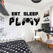 Gamer Ps4 Wall Decal Eat Sleep Play Controller Quotes Vinyl Wall Stickers Customized For Kids Bedroom Fire Art Decals S418 2024 - buy cheap