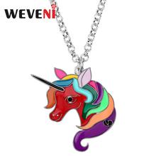 WEVENI Enamel Alloy Romantic Fairy Unicorn Necklace Pendant Chain Choker Animal Jewelry For Women Girls Charms Gift Decoration 2024 - buy cheap