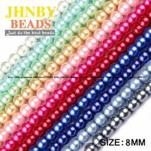 JHNBY High quality 8MM 100pcs Loose Beads ball Round Assorted Colorful lacquer that bake Glass Bead Jewelry Bracelet Making DIY 2024 - buy cheap