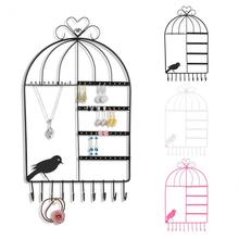 Metal Wall Jewelry Earring Organizer Hanging Holder Necklace Display Stand Rack Red White Pink Cute Bird Stand Display Organizer 2024 - buy cheap