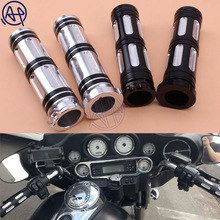 Manillar con borde de Motor, empuñaduras de aluminio negro/plateado de 1 pulgada, 25MM, aptas para Harley Cruiser Chopper Honda, 1 par 2024 - compra barato