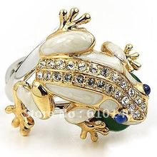 6PC cute frog crystal ring size:8# 2024 - buy cheap