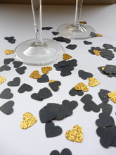 300pcs Black and gold glitter heart confetti - hand made confetti! Table decoration, wedding & party 2024 - buy cheap